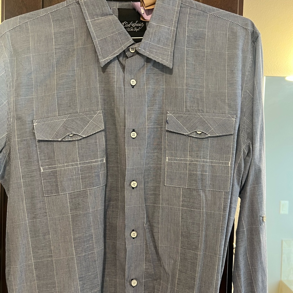 Men's Blue Striped Button Down Shirt